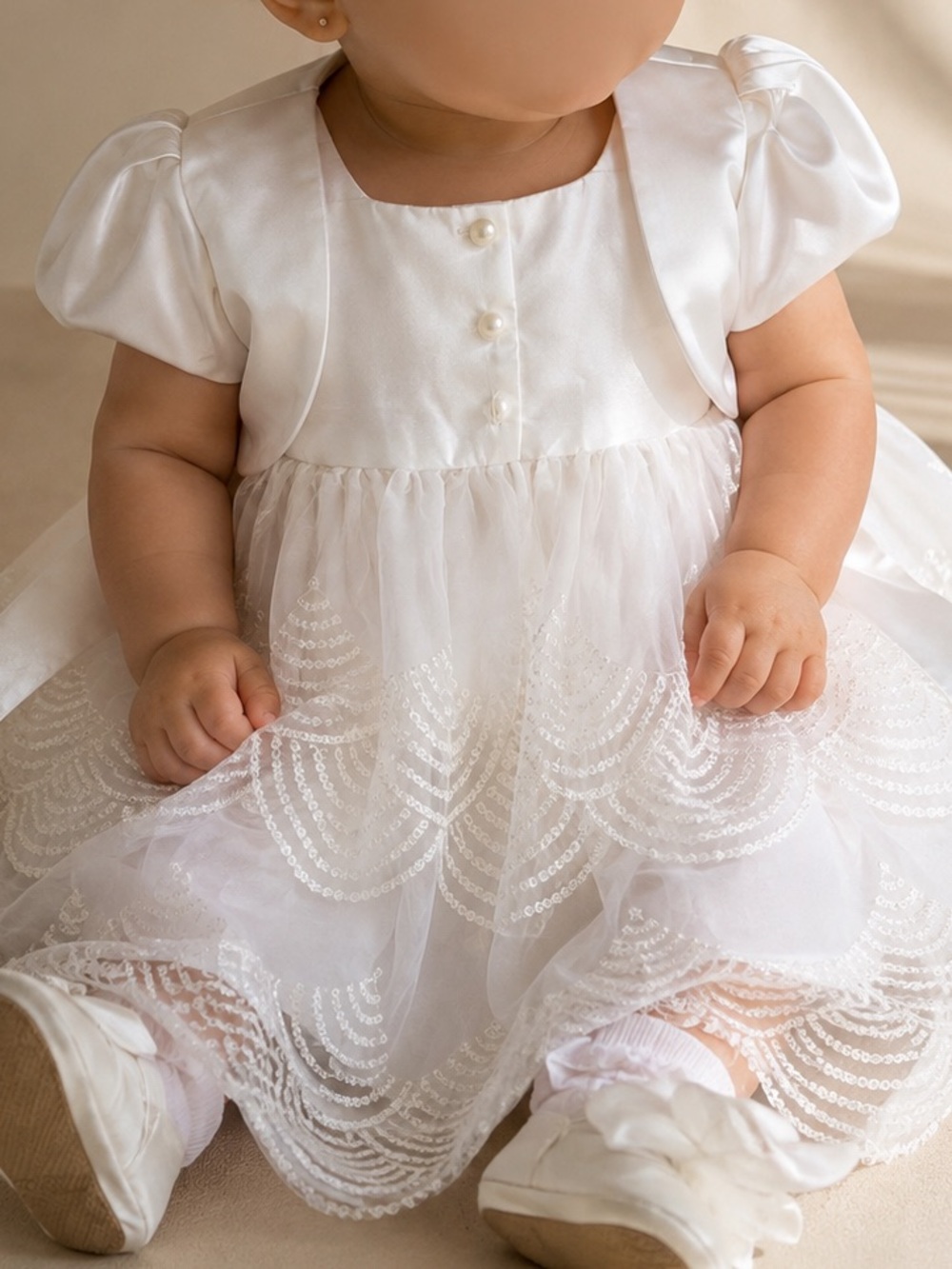 David’s Bridal Girls White Lace Dress & Satin Bolero Set Size XS